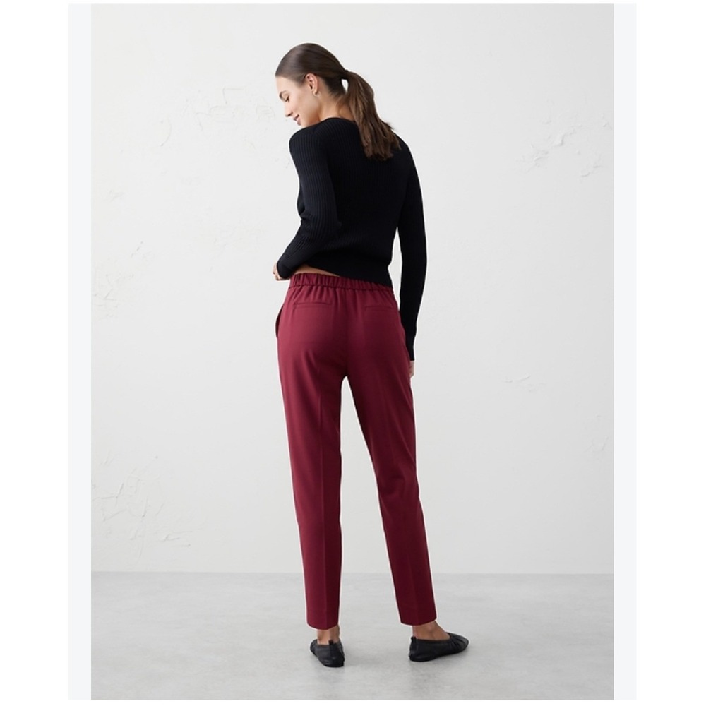 Banana Republic Hayden Tapered Pants Burgundy High Rise Ankle Size 12